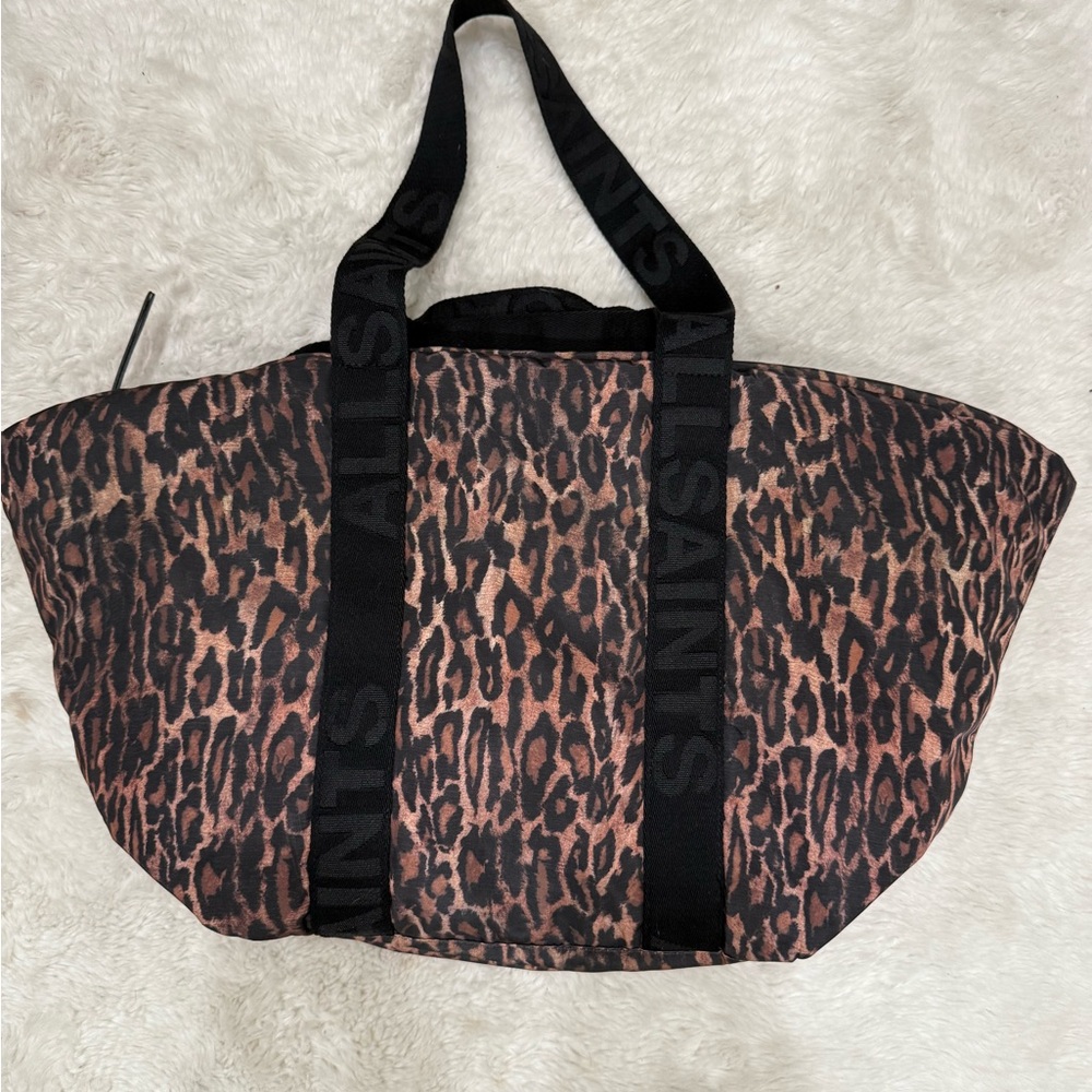 All Saints leopard puffer bag
